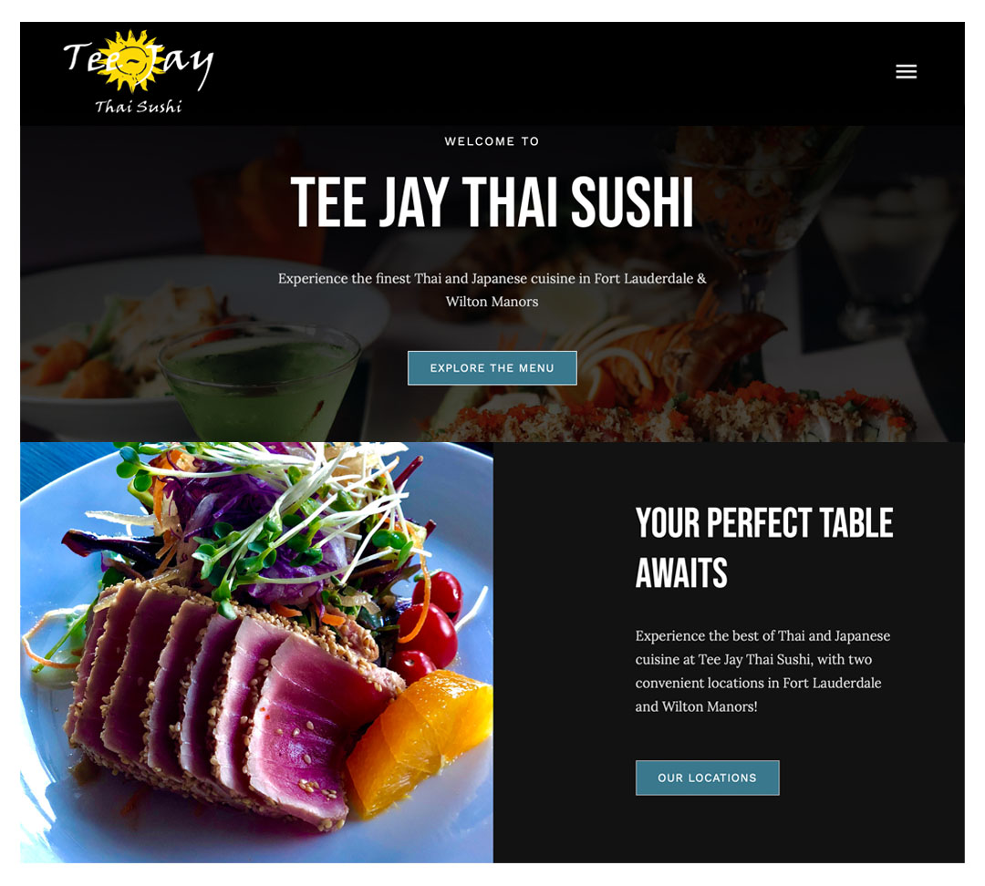 Tee Jay Thai Sushi Website